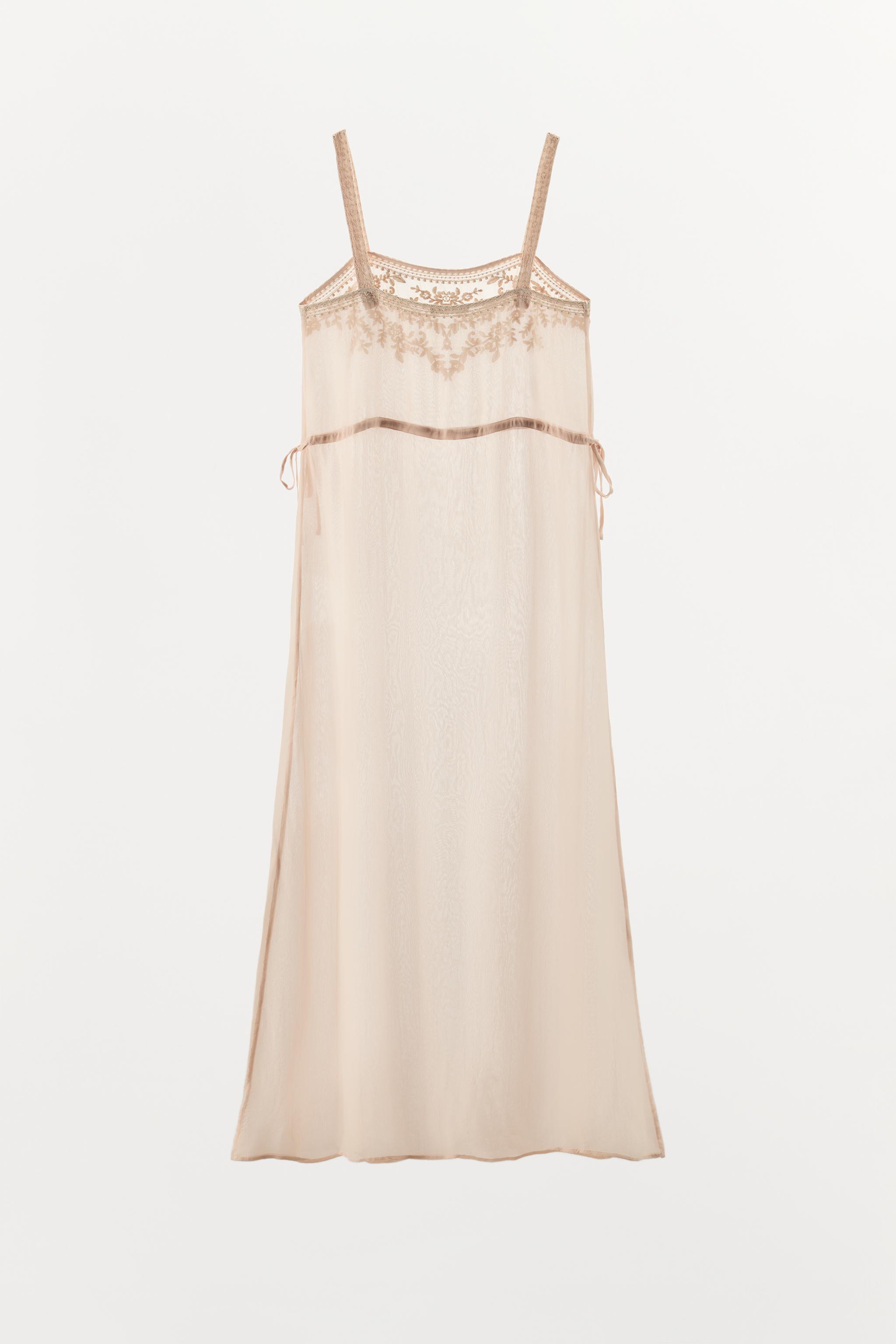 EMBROIDERED TIE-DETAIL MIDI DRESS